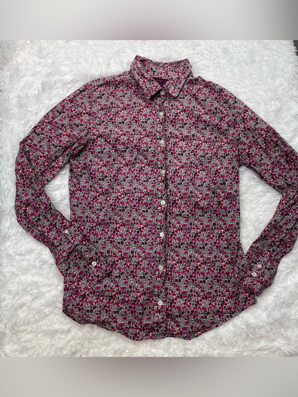 J.Crew Liberty Art Fabrics Shirt Womens Size 4 Floral Button Up Long Sleeve Pink